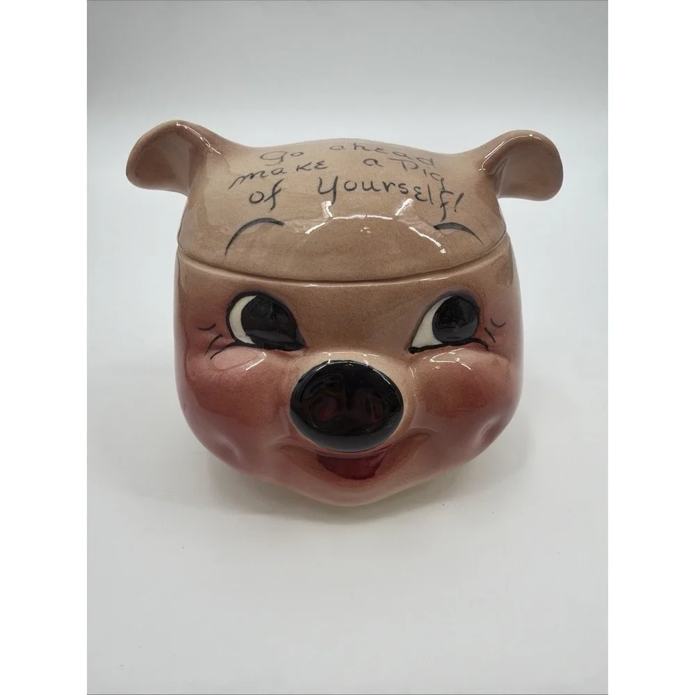 Vintage Deforest of California Cookie/Candy Jar Go Ahead Make A Pig Of Yourself